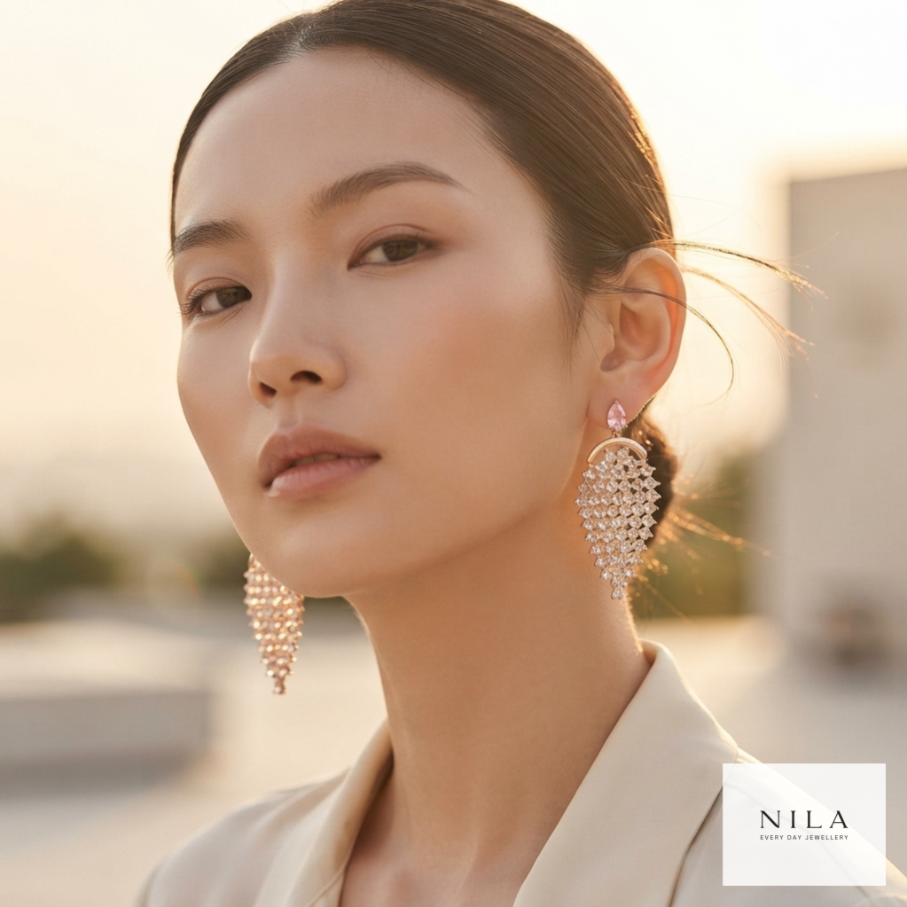Blush Teardrop Chandelier Earrings
