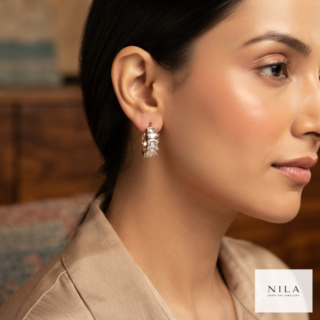 Celeste Marquise Huggie Earrings
