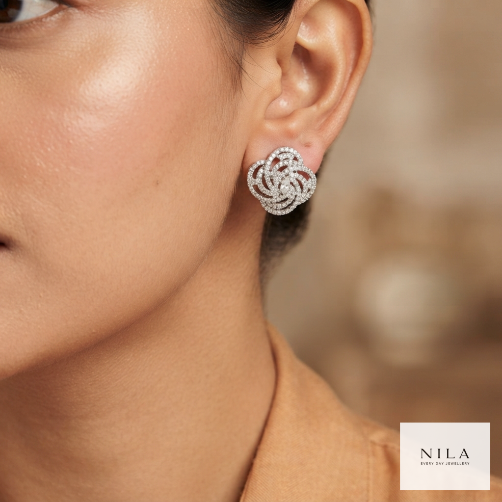 Celeste Pavé Blossom Studs
