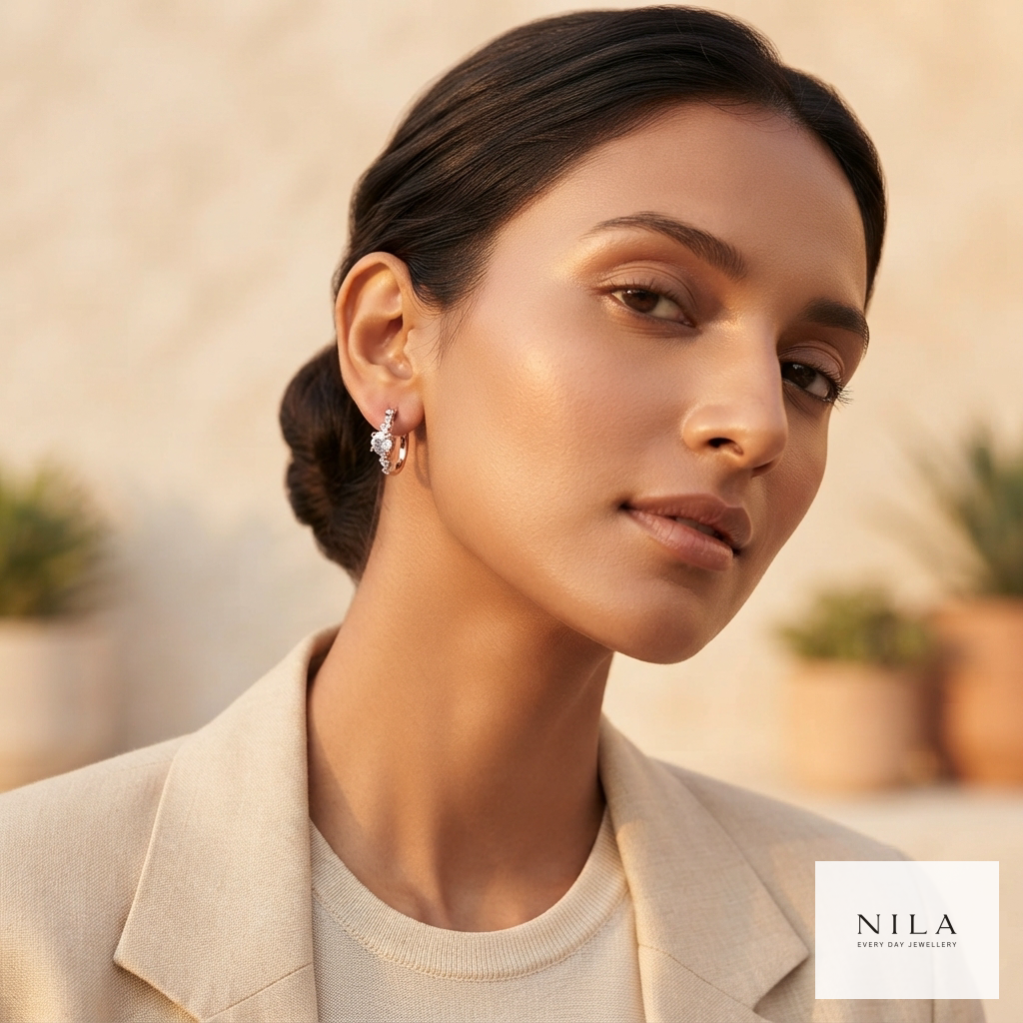 Aura Solitaire Huggie Earrings