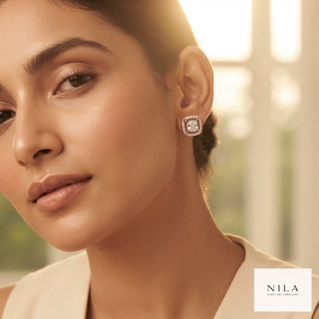 Elysian Cushion Halo Studs