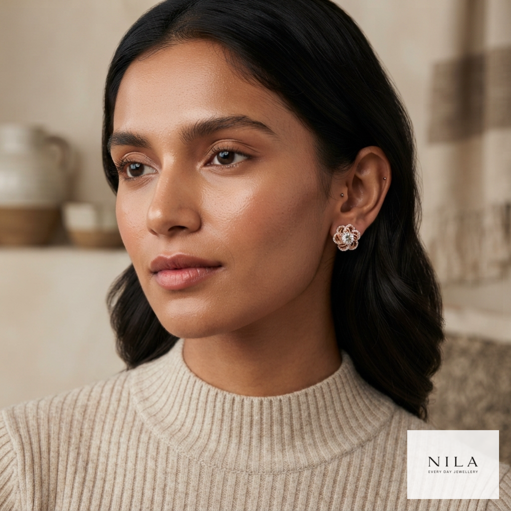 Gilded Blossom Stud Earrings