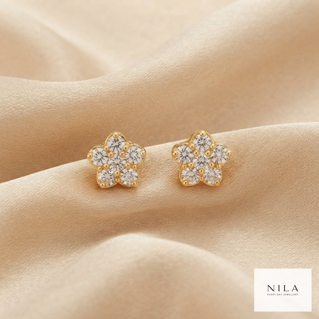Golden Floret Pavé Studs