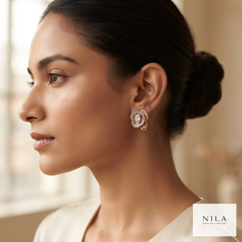 Pearlescent Rosebud Blossom Earrings