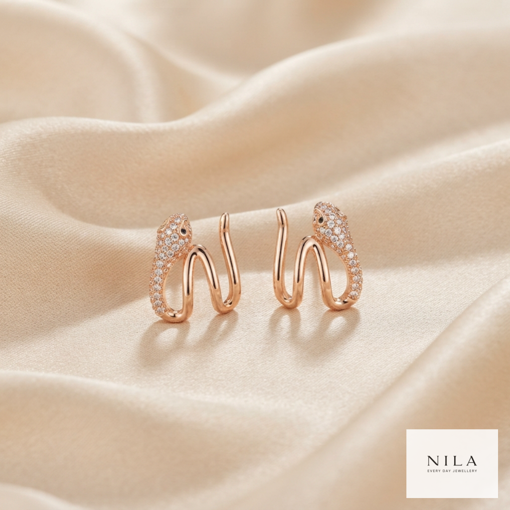 Serpentine Pavé Hoop Earrings